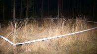 Esitutkintamateriaalin kuva liittyen Luumäen tappoon, jossa vainajan löytöpaikka kuvattuna metsätieltä.