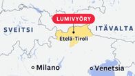 Kartta näyttää Etelä-Tirolin alueen Pohjois-Italiassa.