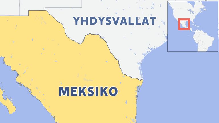 Meksikon kartta, johon ovat merkitty seuraavat kaupungit: México City, Puerto Vallarta ja Guadalajara. 