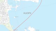 Karttakuva vesistökaapelin sijainnista.