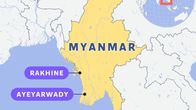 Kartta, jossa näkyy Myanmar.