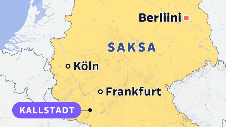 Kartta Kallstadtin sijannista läntisessä Saksassa.