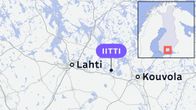 Kartta johon merkattu iitti kouvola helsinki ja lahti.