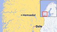 Karttakuva Norjan Hemsedalin ja Oslon sijainneista.