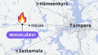 Kartta Mouhijärven maastopalosta.
