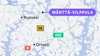 Kartta Mänttä-Vilppulan sijainnista Pirkanmaalla.