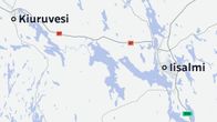 Kiuruvesi ja Iisalmi merkattuna karttaan.