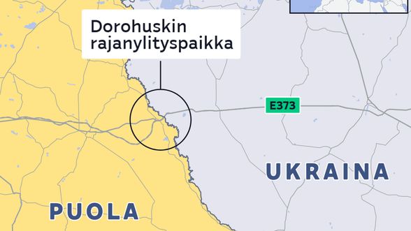 Dorohuskin rajanylityspaikka Puolan ja Ukrainan rajalla.