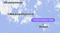 Karttakuva, jossa on Ahvenanmaa, Maarianhamina ja Kökar sekä vierasvenesatama.