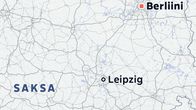 Kartta, jossa näkyvät Saksa, Leipzigin ja Berliinin sijainnit sekä SAKSA-teksti. Yläkulmassa Euroopan kartta.