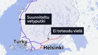 Suunniteltu vetyputki kulkee Torniosta Oulun ja Turun kautta Helsinkiin ja Povooseen.