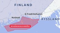 Karta som visar begränsningsområde utanför Kotka.