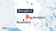 Kartalla Rovajärven hartjoitusalue.