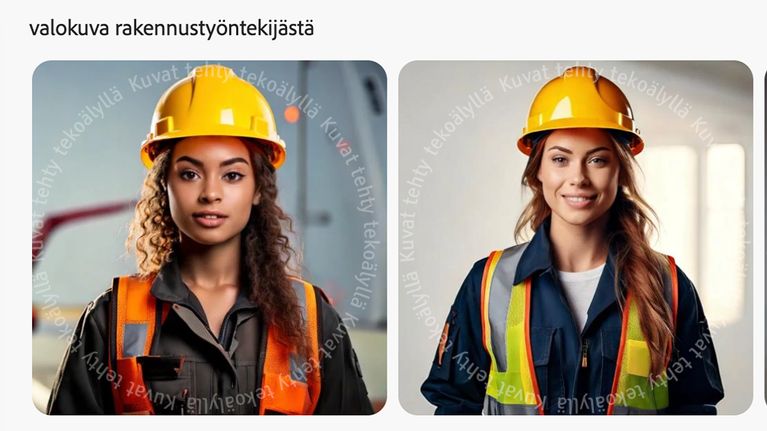 tekoälyllä tehty Valokuva rakennustyöntekijöistä.