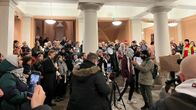 Opiskelijat järjestivät ulosmarssin palestiinalaisten puolesta Helsingin yliopistolla keskiviikkona 29.11.2023.