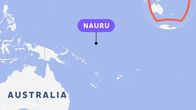Kartta, johon merkitty Nauru ja Australia.