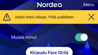 Kuvakaappaus Nordean verkkopankkisivulta kännykällä.
