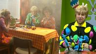 Liisa Akimof, Markku Arokanto, Liisa Rimpiläinen ja Pertti Sveholm Studio Studion pääsiäissketseissä.