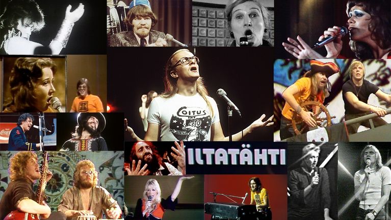 Iltatähden vuoden 1974 esiintyjiä kollaasissa.