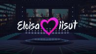 Tummalla pohjalla oleva logo, jossa lukee Eloisa viisut, samannäköinen logo kuin Euroviisujen virallinen tunnus. 