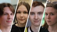 Mikael Peltonen, Josefiina Sorosuo, Atte Kortejärvi ja Veera Alikleemola yhteiskuvassa.