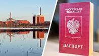 Kuvayhdistelmä, jossa toisella puoliskolla Olkiluodon ydinvoimala ja toisella Venäjän passi.