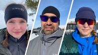 Kuvakollaasi kolmesta laskettelijasta.