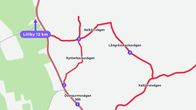 Kartalla esitetään tieverkosto ja etäisyys Lillbyhyn, joka on 12 kilometrin päässä.