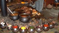 Traditional cuisine at the restaurant, Lesedi Traditional Village, South Africa