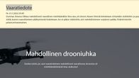 Kuvassa Pelastustoimen vaaratiedote.