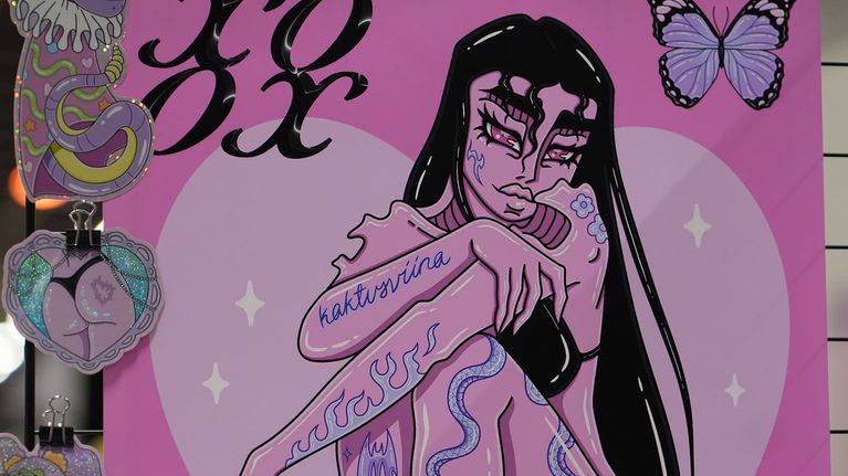 Kaktusviinan tekemää taidetta Comic Conissa. 