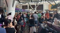 Congested airport queues. 