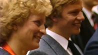 Marja-Liisa Hämäläinen ja Harri Kirvesniemi Marja-Liisan olympiakultamitalijuhlissa Simpeleellä 1984