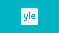Yles logo på turkos bakgrund.