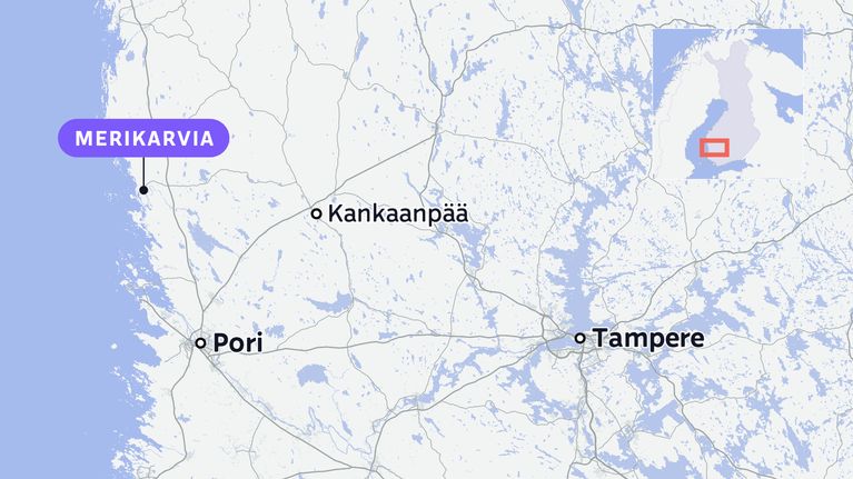 Kartalla Merikarvia, Kankaanpää, Pori ja Tampere.