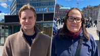 Ett kollage men en yngre man och en kvinna, som båda står på olika ställen vid en gata i Helsingfors. 