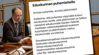 Puhemies ja vieressä puhemiehelle osoitettu viesti oppositiolta. Viestissä pyydetään kutsumaan eduskunta koolle.