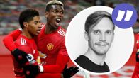Marcus Rashford och Paul Pogba jublar.