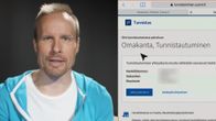 Mikko Kekäläinen neuvoo, miten tunnistaudutaan Omakanta-palveluun verkkopankkitunnuksilla. Kuvan laidassa kuvakaappaus Omakanta-sivusta.