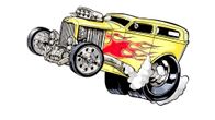"Rat Fink" tecknad rockabillybil.