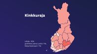 Suomen karttaan merkitty väreillä maakunnat, joissa myytiin eniten ja vähiten kinkkuja vuonna 2024.
