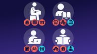 Photo shows a graphic of workers, students, pensioners and the unemployed.