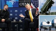 Kuvakollaasi jossa Volodymyr Zelenskyi ja Donald Trump sekä patriot-ohjusasema ja miehittämätön lentokone.