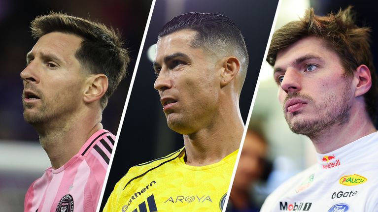 Lionel Messi, Christiano Ronaldo ja Max Verstappen.