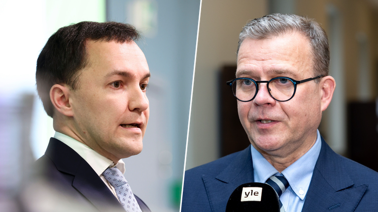 Sosiaali- ja terveys\u00administeri Wille Rydman (ps.) ja pääministeri Petteri Orpo (kok.). 