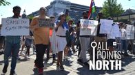 Photo shows a protest in Helsinki.