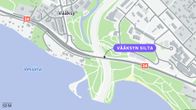 Kartta, jolle on merkitty Vääksy, Vesijärvi, valtatie 24 ja Vääksyn silta.