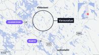 Timanttien etsintäalueen karkea rajaus kartalla.