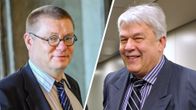 Kimmo Kivelä ja Matti Viialainen valkoisella viivalla jaetussa kuvassa.