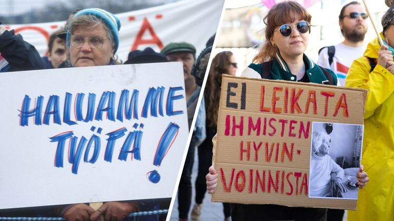 Nyt riittää! -mielenosoitus Tampereella 20.4.2026. Sanni Isomäki / Yle.